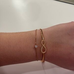 Swarovski Gold Infinity and Crystal Bracelet Duo